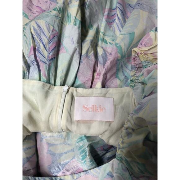 Selkie The Puff Babydoll MIni Dress White w/ Pastel Print Size Small - Picture 8 of 10